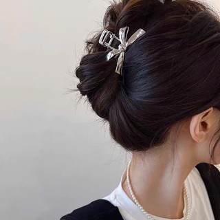 Kẹp tóc nơ bạc Coquette
