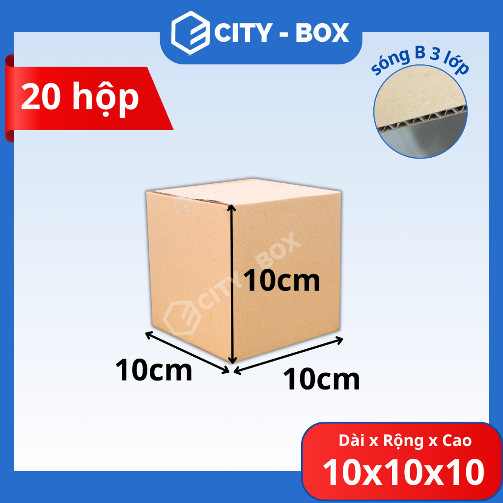 (20 HỘP) 10x10x10 hộp carton ship cod - 10x10x10 hộp đóng hàng