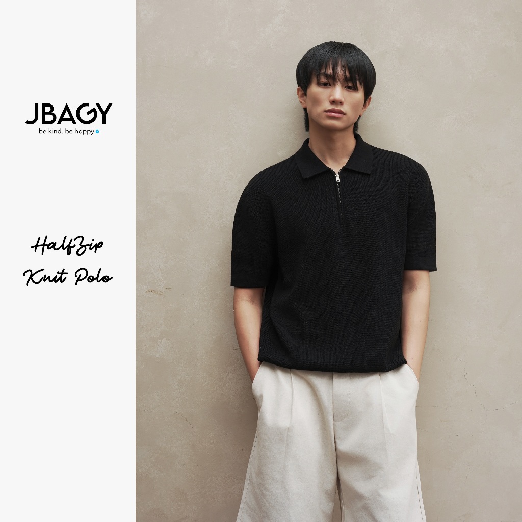 New Arrivals | Áo polo nam dệt kim cổ zip cao cấp form rộng JBAGY Half Zip Knit Polo - JP2601