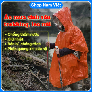Áo Mưa Sinh Tồn Dùng Cho Trekking, Leo Núi – Chống Rách, Giữ Ấm Cơ Thể, Phản Quang Cứu Hộ