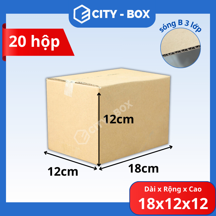(20 HỘP) 18x12x12 hộp carton đóng hàng - 18x12x12 hộp đóng hàng