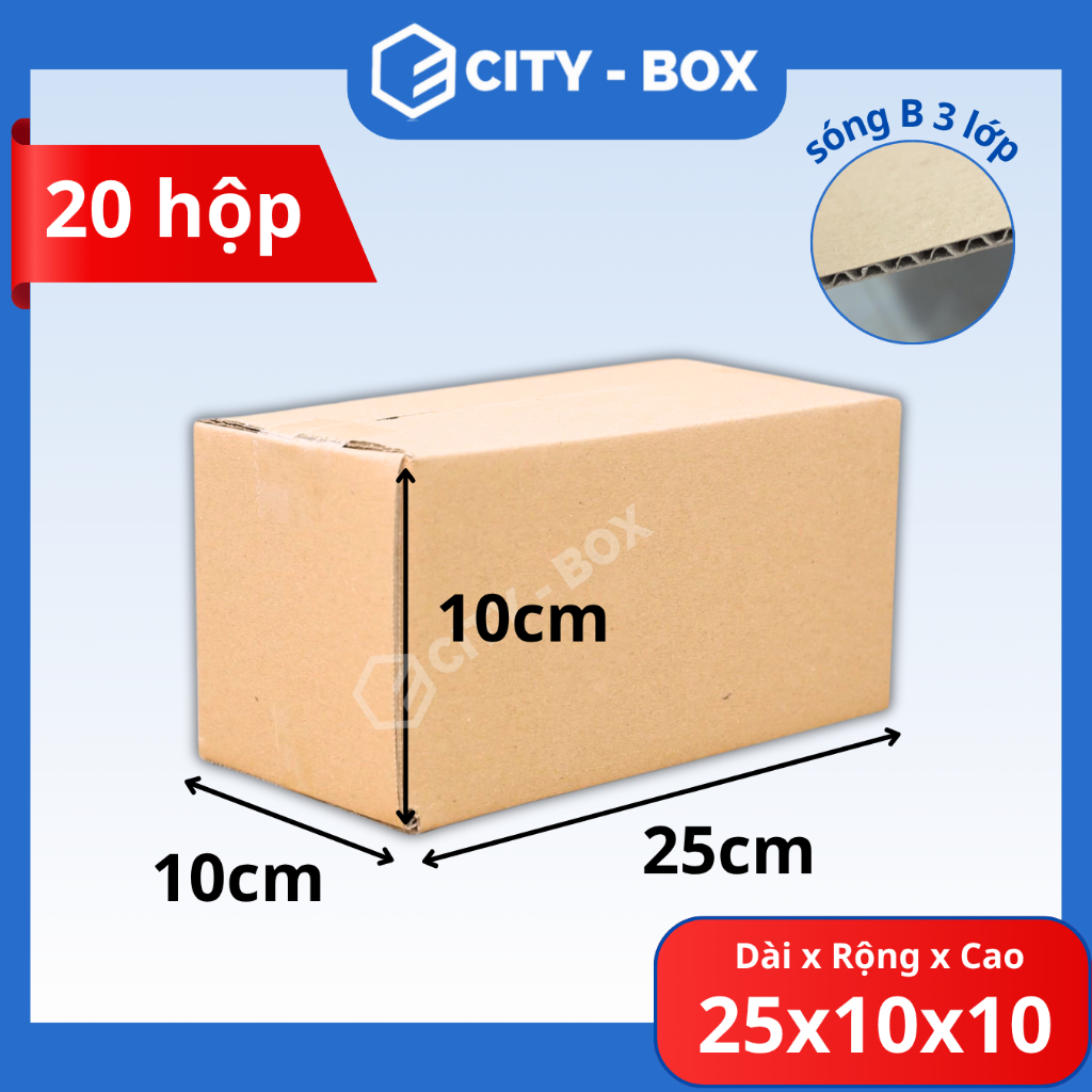 (20 HỘP) 25x10x10 hộp carton ship cod - 25x10x10 hộp đóng hàng