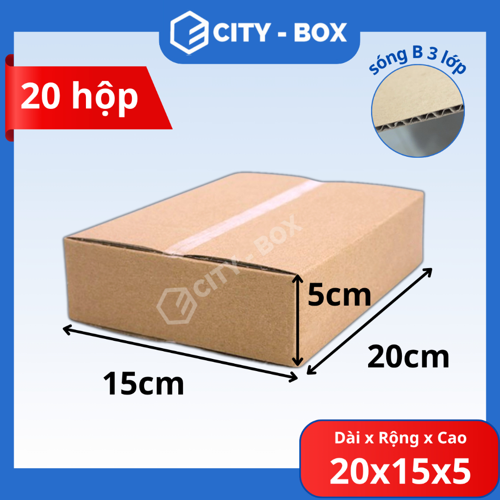 (20 HỘP) 20x15x5 hộp carton ship cod - 20x15x5 hộp đóng hàng
