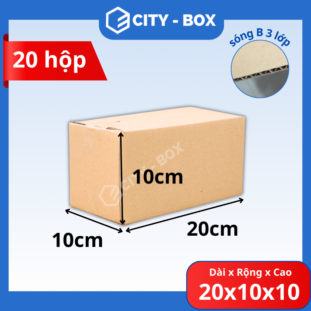 (20 HỘP) 20x10x10 hộp carton đóng hàng - 20x10x10 hộp đóng hàng