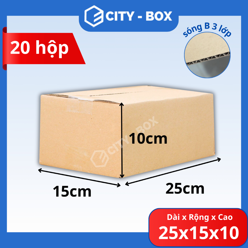 (20 HỘP) 25x15x10 hộp carton ship cod - 25x15x10 hộp đóng hàng