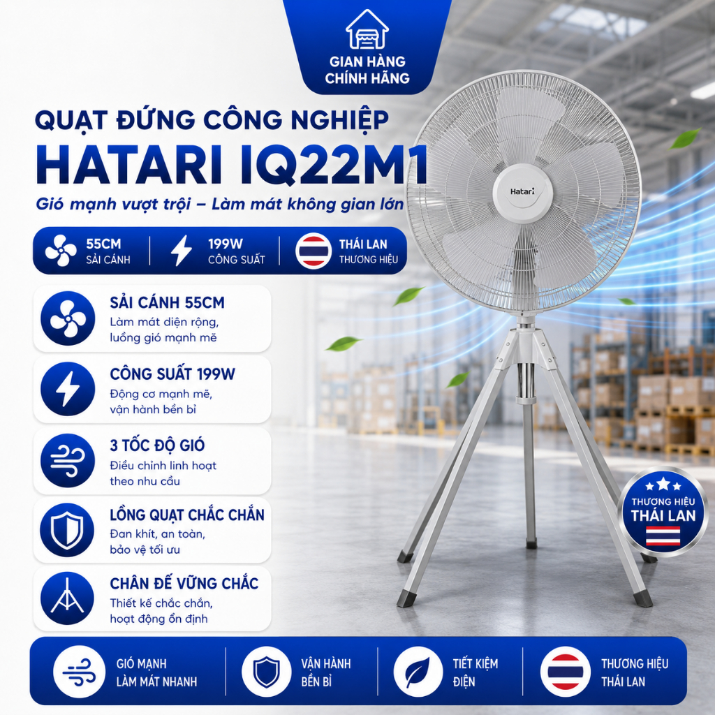 [Hỏa tốc HN] Quạt Đứng Công Nghiệp Hatari IQ22M1 | IQ25M1| IS18M1 Công Suất Mạnh Mẽ