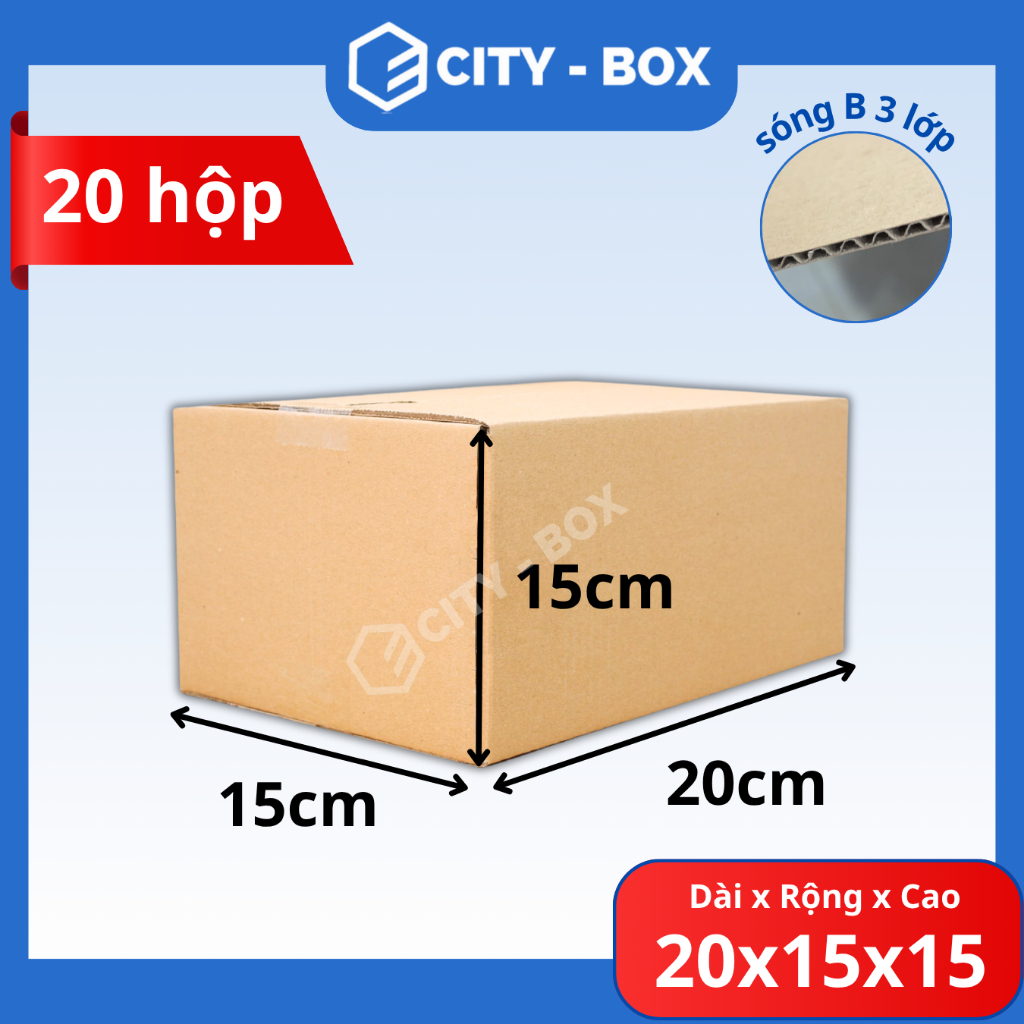 (20 HỘP) 20x15x15 hộp carton đóng hàng - 20x15x15 hộp đóng hàng