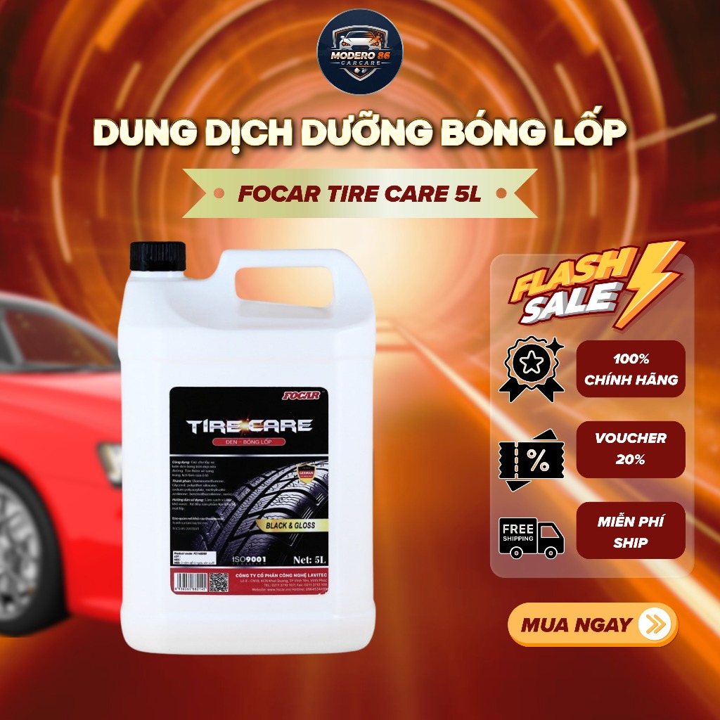 Dung dịch dưỡng đen bóng lốp ô tô Focar Tire Care 5L