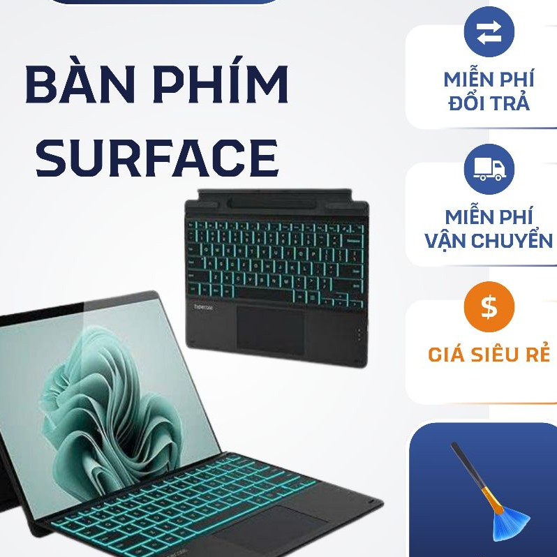 Bàn phím Surface kết nối Bluetooth Có đèn nền cho Surface Pro 3/4/5/6/7, Pro8/9/ X/ 10/11 GO/GO2/GO3