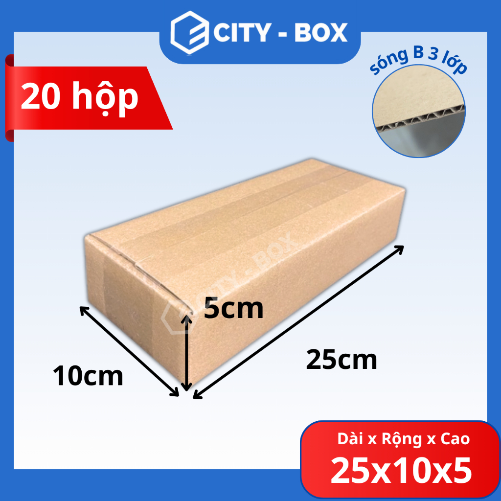 (20 HỘP) 25x10x5 hộp carton đóng hàng - 25x10x5 hộp đóng hàng