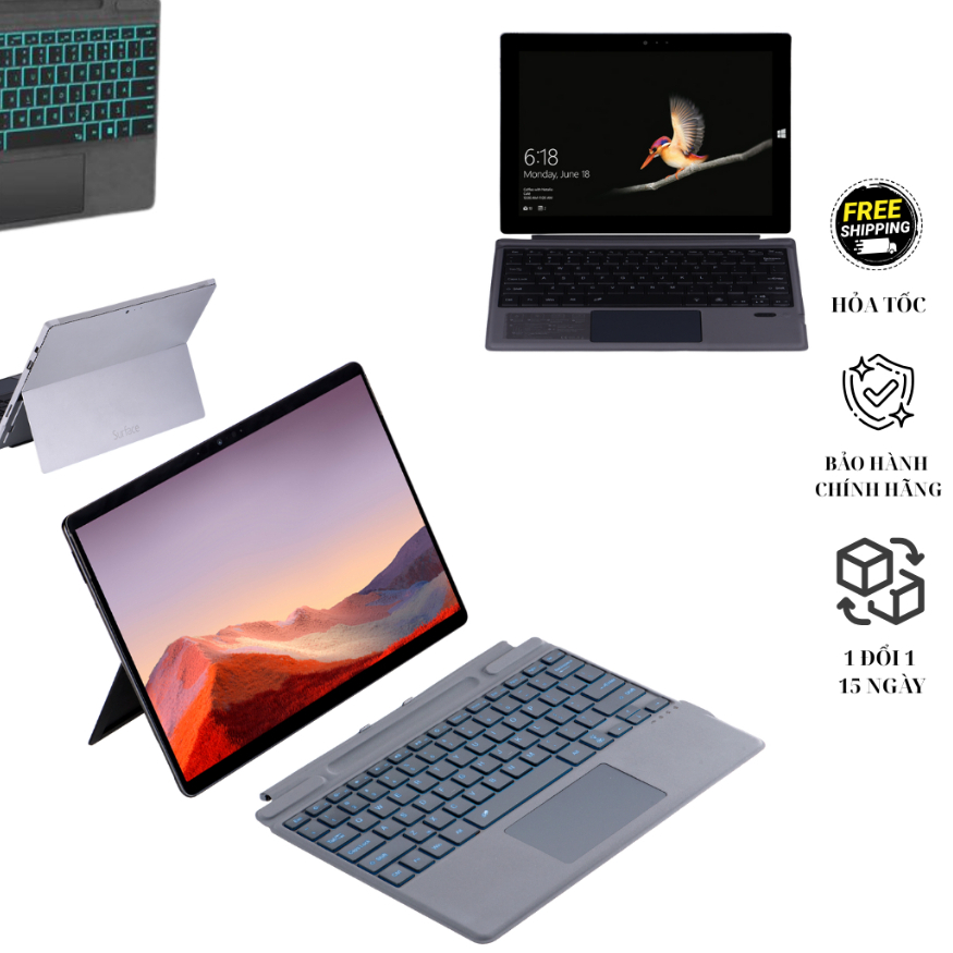 Bàn phím Surface kết nối Bluetooth Có đèn nền cho Surface Pro 3/4/5/6/7, Pro8/9/ X/ 10/11 GO/GO2/GO3