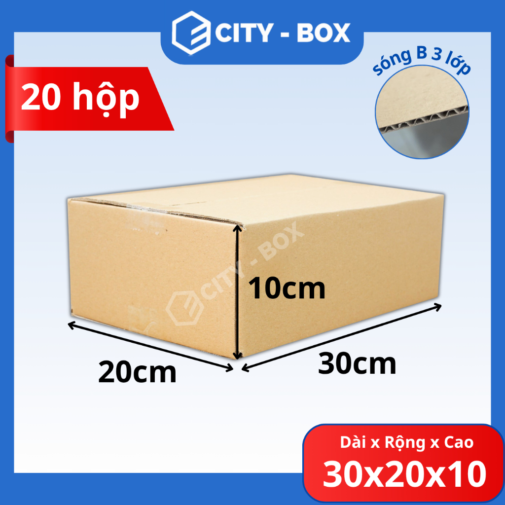 (20 HỘP) 30x20x10 hộp carton ship cod - 30x20x10 hộp đóng hàng