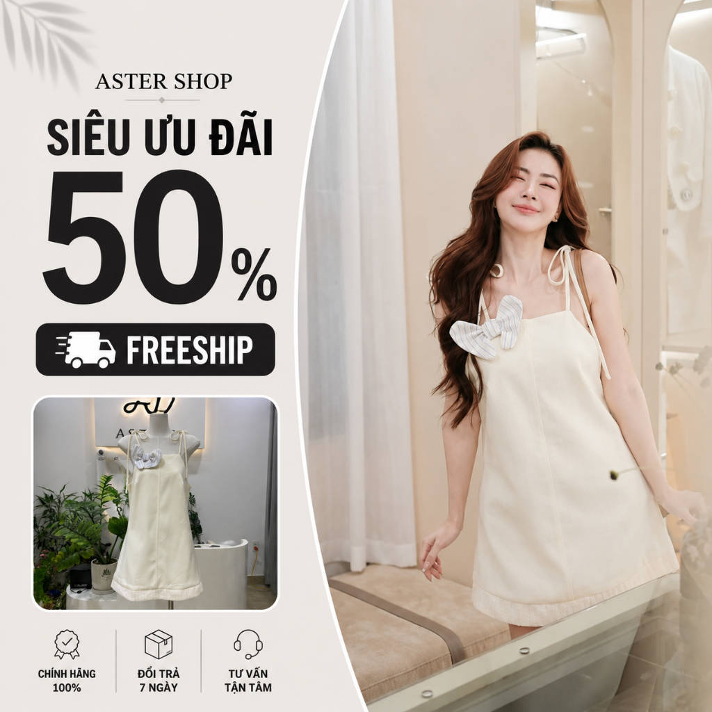Váy Suông Hai Dây Buộc Vai Phối Nơ Xanh Dịu Dàng Thanh Lịch – TKCC BAGEO (MEIVU) Aster shop
