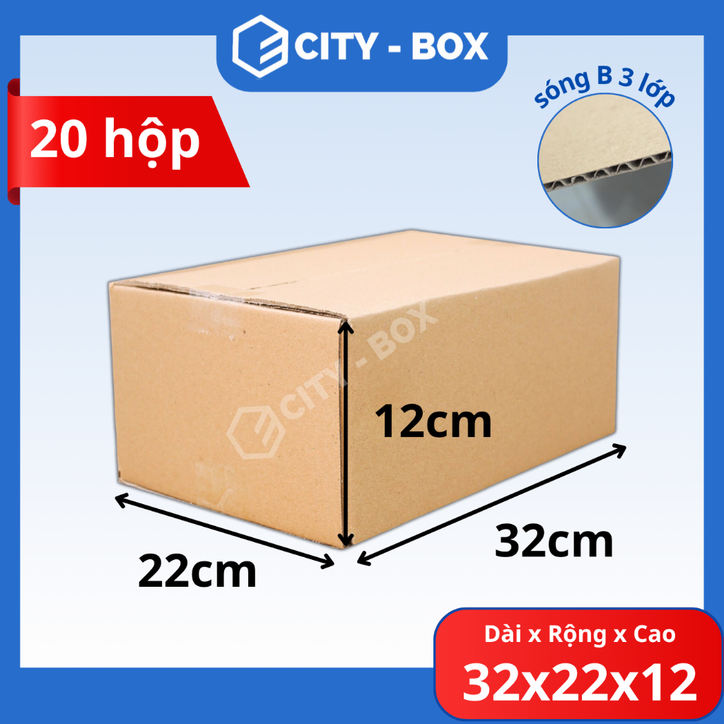 (20 hộp) 32x22x12 hộp carton ship cod - 32x22x12 hộp đóng hàng
