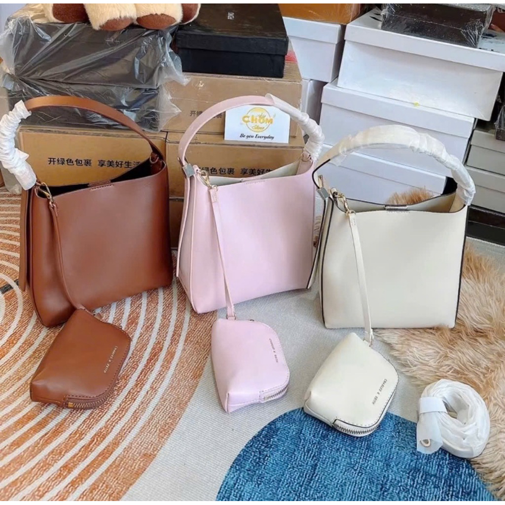 Túi Xách Nữ BM70 Dáng Giỏ Sét 2 Kèm Ví Size 18 Có Thể Cầm Tay Đeo Chéo Kẹp Nách Đựng Được Nhiều Đồ T