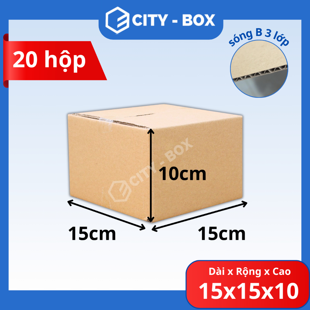 (20 HỘP) 15x15x10 hộp carton ship cod - 15x15x10 hộp đóng hàng