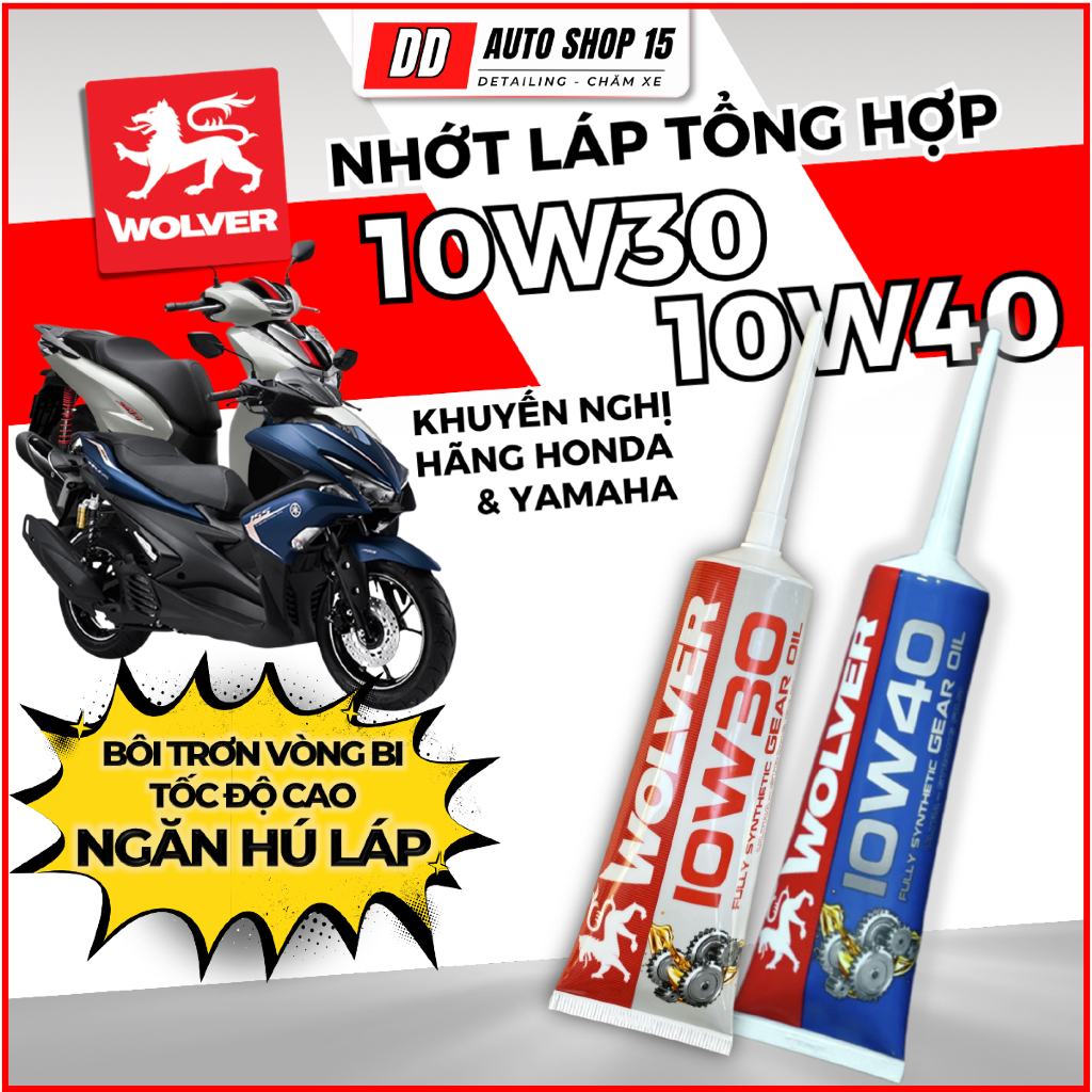 Nhớt láp Wolver 10w30 và Nhớt láp Wolver 10w40 120ml Fully Synthetic, Nhớt hộp số xe tay ga  - DD Au
