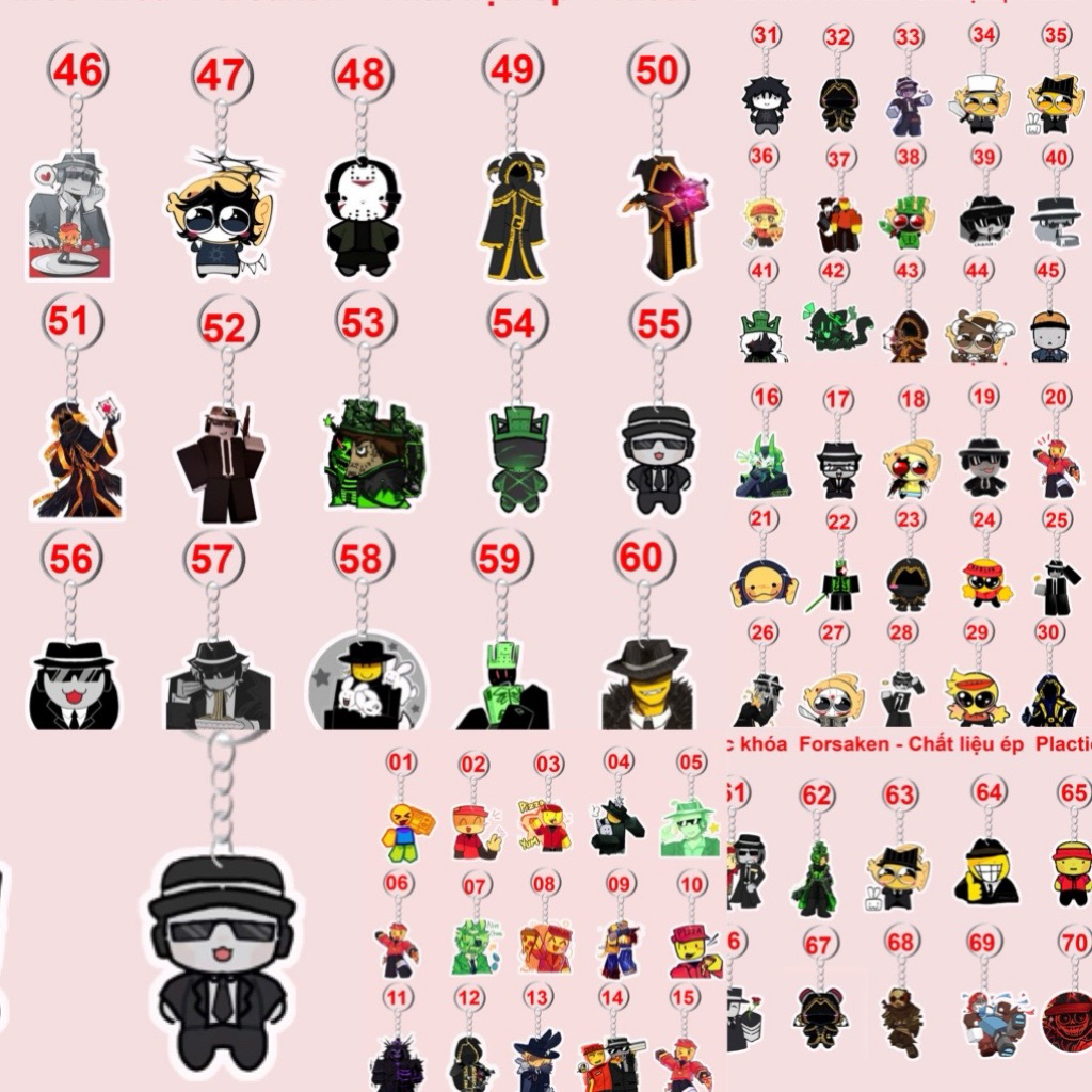 Móc khoá 3c hình forsaken chance Dusekkar Taph Two Time Shedletsky Elliot Veeronica Slasher Guest 66