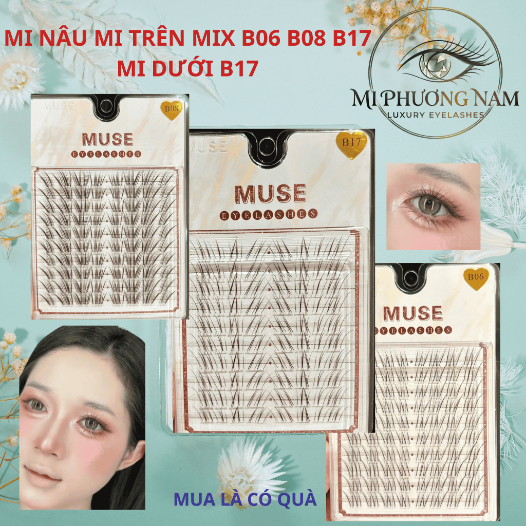 Mi nâu Muse : Mi trên B06,B08, B17 và mi dưới B17 - Nâu tây tự nhiên cuốn hút - Mi Phương Nam