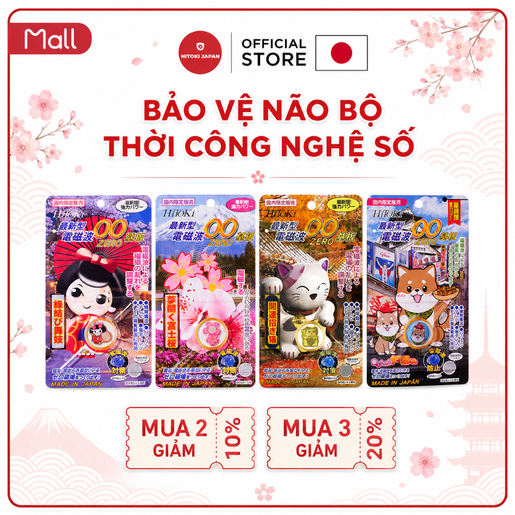 (Deal Hời) Chip Ngăn Bức Xạ Điện Từ Hitoki Japan - Bảo Vệ Não - Chính Hãng Nhật Bản
