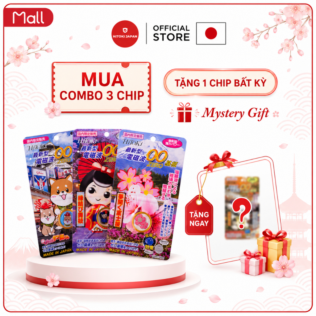 [Nội Địa Nhật] Combo Tiết Kiệm, Mua 3 Tặng 1 Chip Ngăn Bức Xạ Điện Từ Hitoki Bảo Vệ Toàn Diện