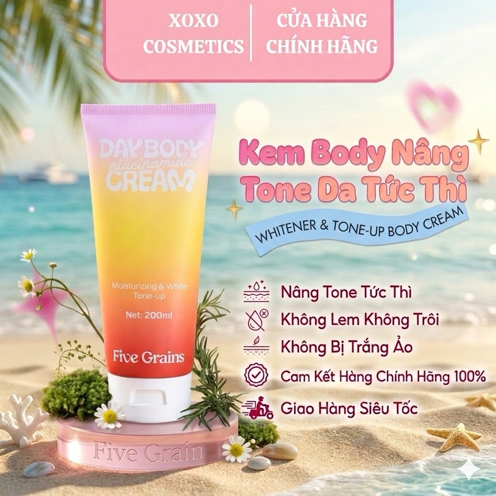 [Five Grains] Kem Dưỡng Nâng Tone Cao cấp Five Grains Trắng Da Niacinamide, Alpha-Arbutin 200ML