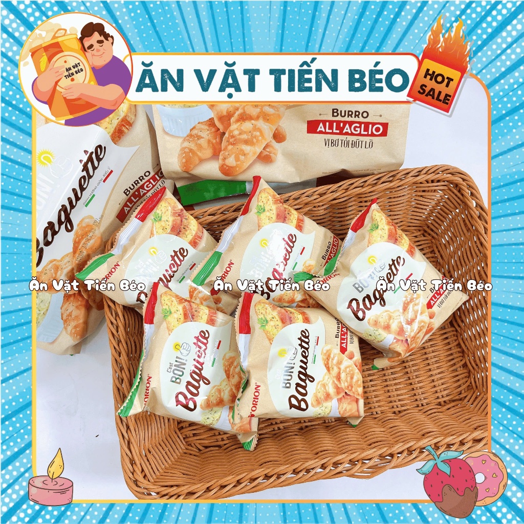 Bánh Mì Baguette Bon Orion Nướng Vị Bơ Tỏi Kiểu Ý, Bánh Mì Ăn Vặt Thơm Ngon