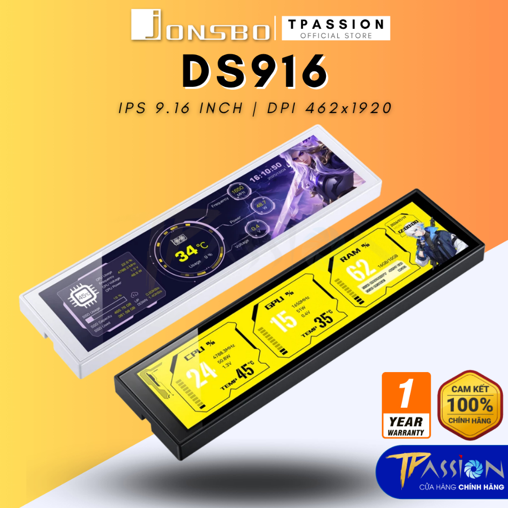Màn hình LCD IPS JONSBO DS916 | 9.16 inch Black/White - Chính hãng, ảnh video thông số, Mini Monitor