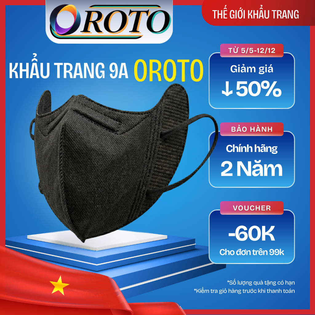 Thùng 200 cái Khẩu Trang 9A OROTO Chống Nắng kín mặt và Tia Uv,5 Lớp Dầy Dặn,Khẩu Trang Đi Nắng