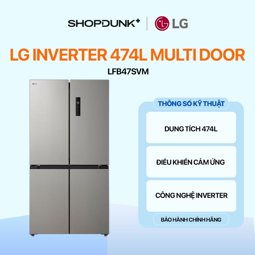 Tủ Lạnh LG Inverter 474 Lít Multi Door LFB47SVM Màu Titan Chính Hãng