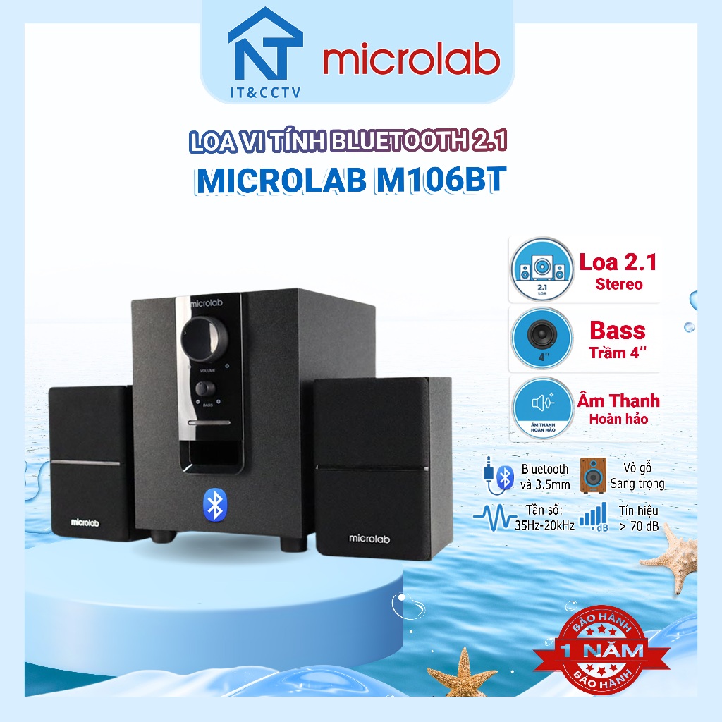 [Microlab Chính Hãng] Microlab M106BT/M108BT Loa Bluetooth 2.1 – Âm Thanh Sống Động, Bass Mạnh
