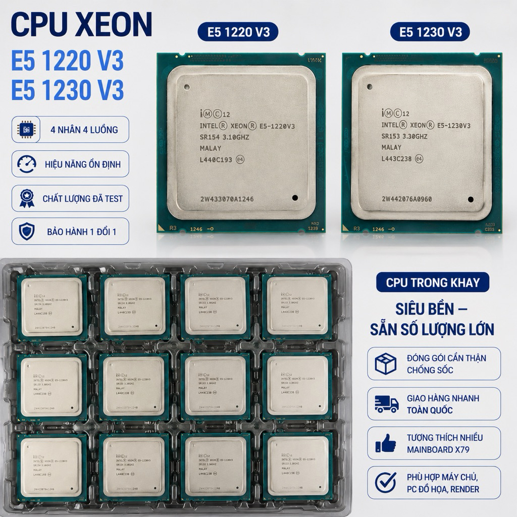 CPU Intel xeon 1220V3, 1230V3- Bảo Hành 3 Tháng 1 Đổi 1