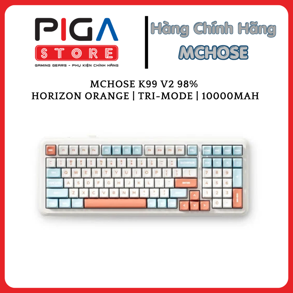 Bàn phím cơ MCHOSE K99 V2 98% Horizon Orange | Tri-mode | 10000mAh | RGB gaming | Chính hãng bảo hàn