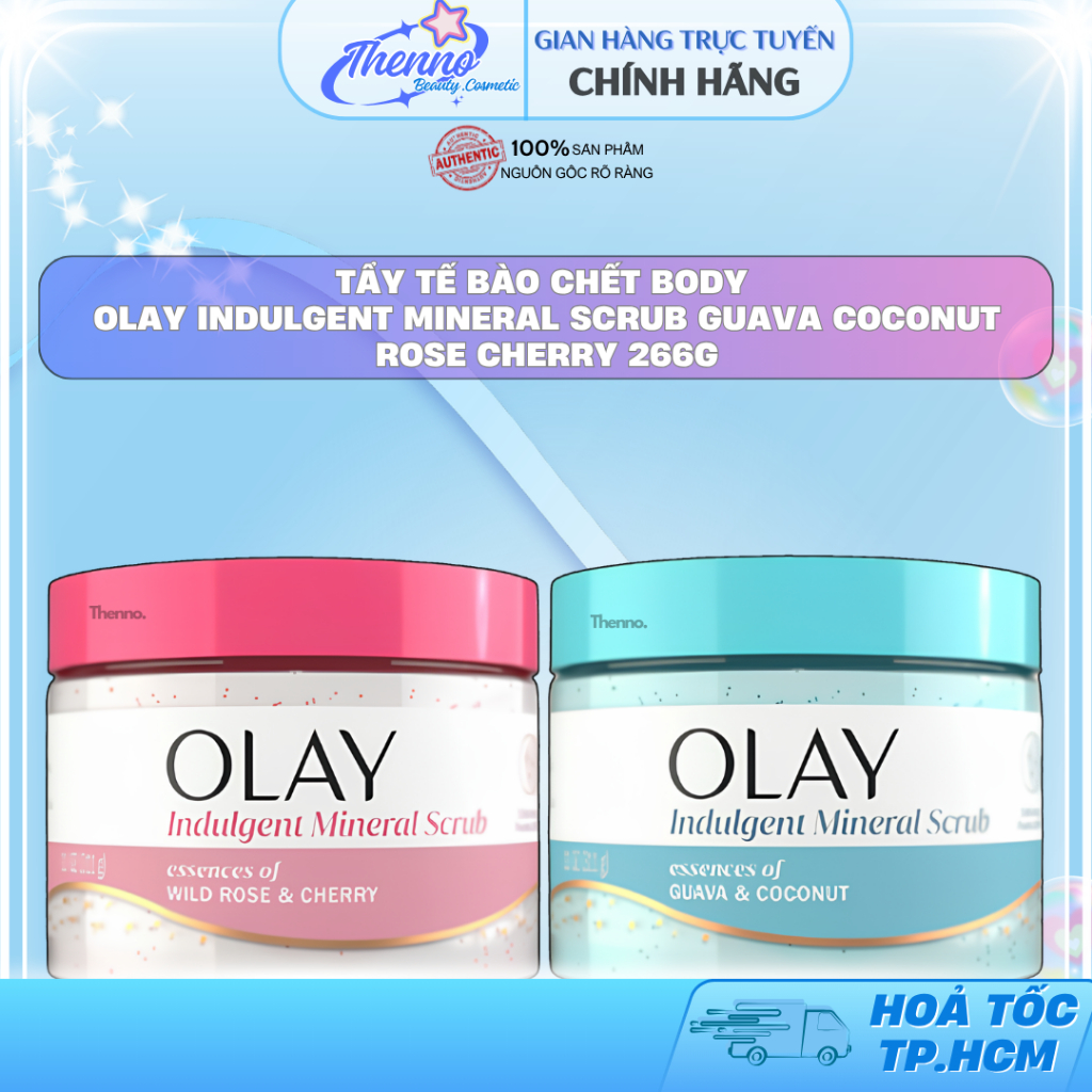 Tẩy Tế Bào Chết Body Olay Indulgent Mineral Scrub Guava Coconut Rose Cherry 266g