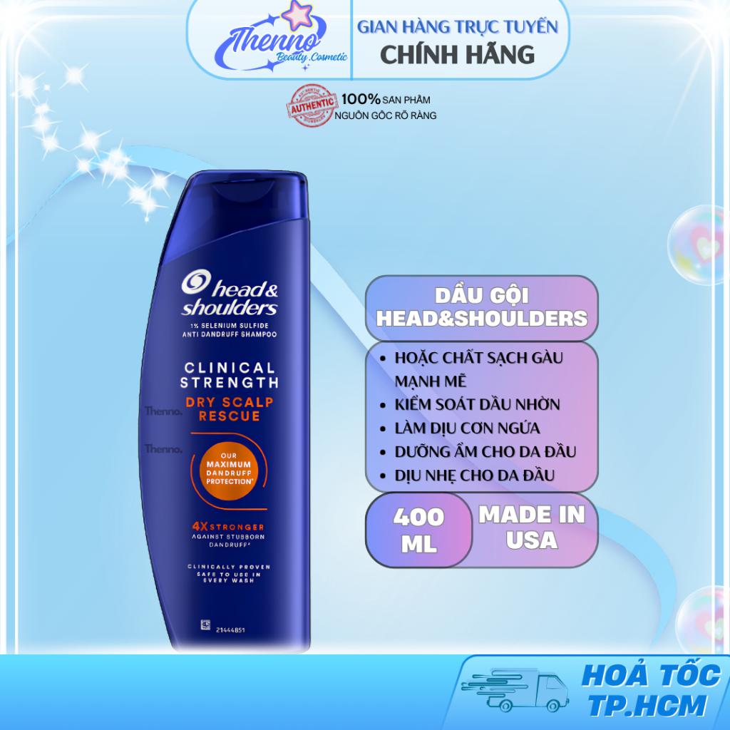 Dầu Gội Ngừa Gàu & Giảm Ngứa Head&Shoulders Clinical Strength 4X Sức Mạnh Dành Cho Da Đầu Khô Chai 4