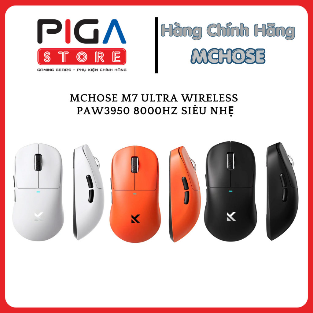 Chuột gaming MCHOSE M7 Ultra Wireless không dây| PAW3950 8000Hz siêu nhẹ | Chính hãng bảo hành 12 th