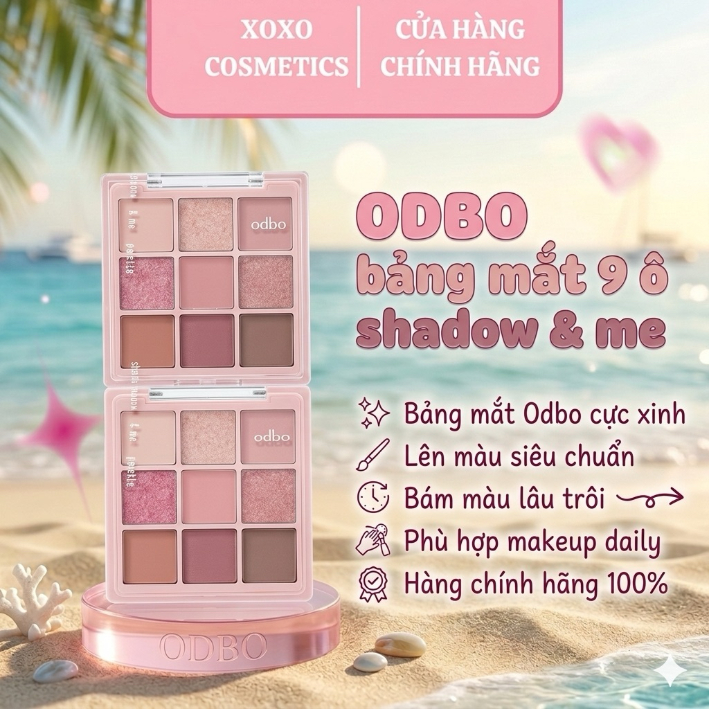 [ODBO] Bảng Phấn Mắt Odbo (OD2014) 9 Ô Shadow & Me Vỏ Hồng Palette Odbo Cosmetics Cao Cấp