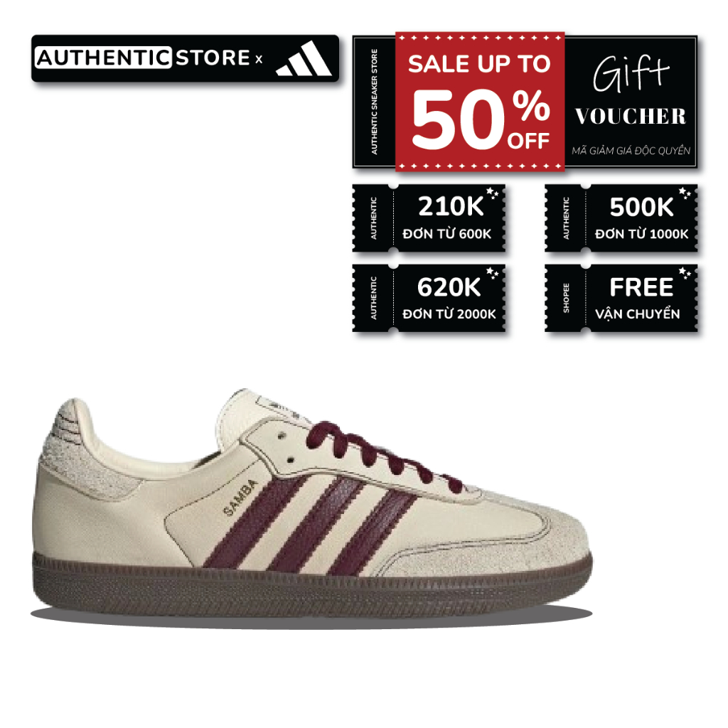 | CHÍNH HÃNG | Giày Adidas Samba OG ‘Wonder White/Cream Maroon’ IG1987 ♡