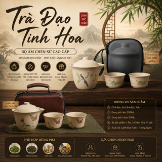 Bộ Ấm Chén Pha Trà Đối Ẩm (Kèm Túi Du Lịch)