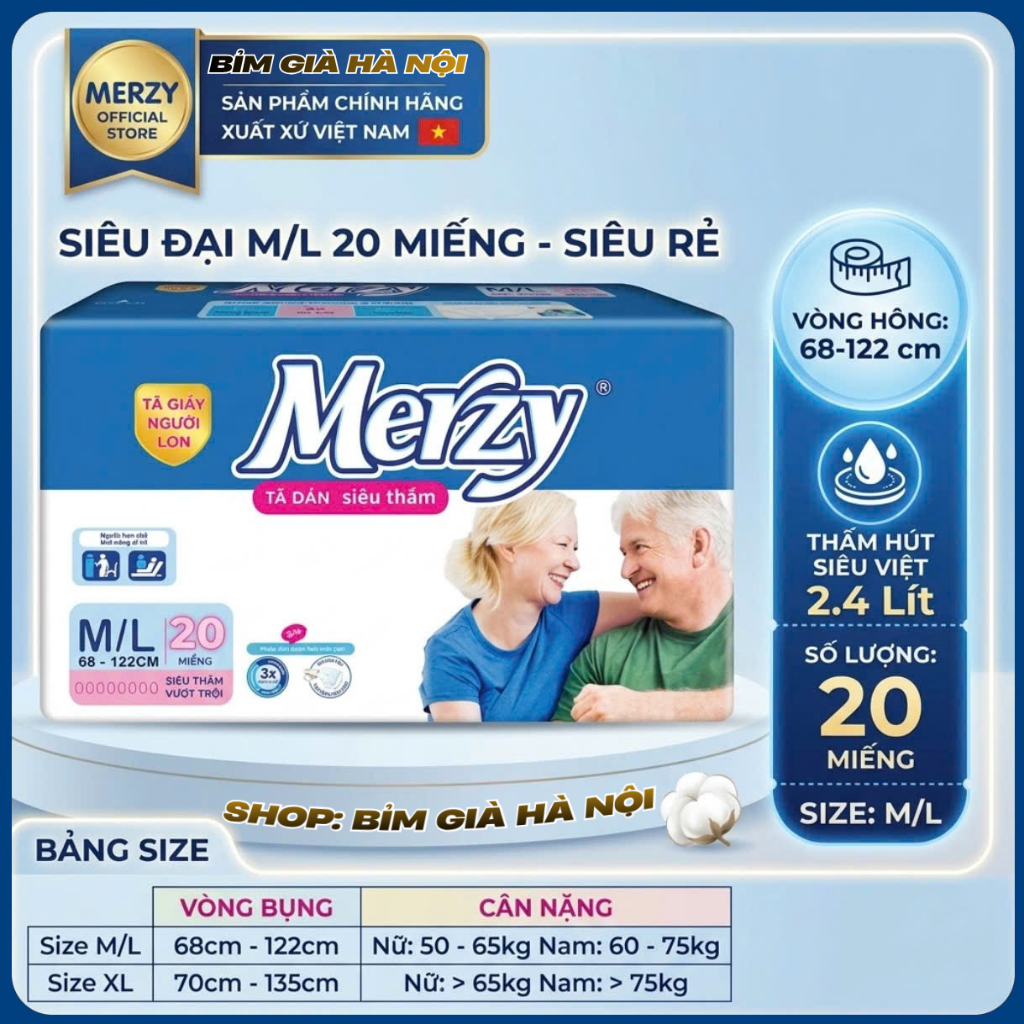 Bỉm già Merzy XL20 ML20 M20 siêu thấm #merzy #bỉm merzy #bỉm già merzy #tã già Merzy #tã merzy #bỉm 