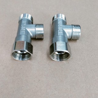 Compo 2 cái; Tê hai đầu ren ngoài, một đầu ren trong có rắc co, ren 1/2 inch-21mm