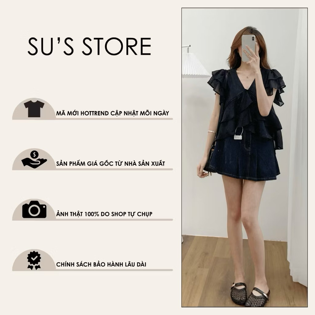 Áo Voan Tơ Cổ V Tay Hến Bèo Tầng A3120 KENCO Thời Trang Nữ | BigBuy360 - bigbuy360.vn
