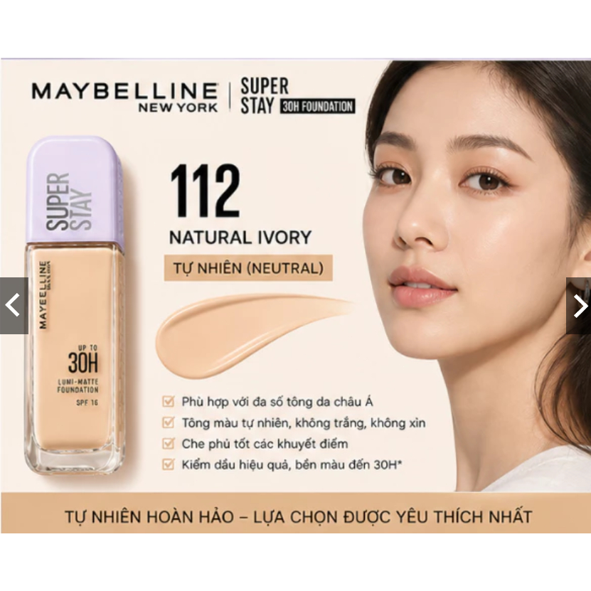 Kem nền Maybelline Super Stay che phủ và chống nắng  2 trong 1 lâu trôi
