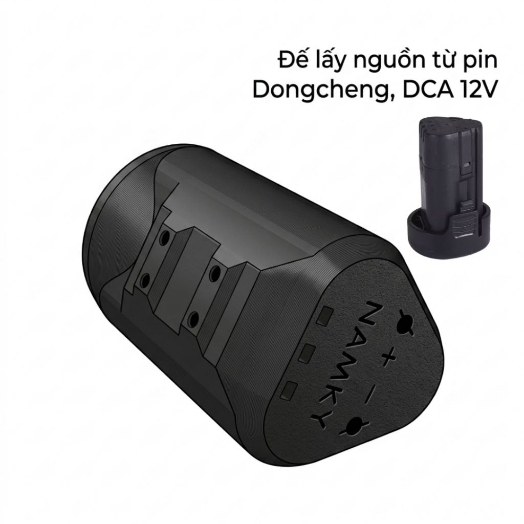 Đế lấy nguồn ra từ pin 12V Dongcheng, DCA...
