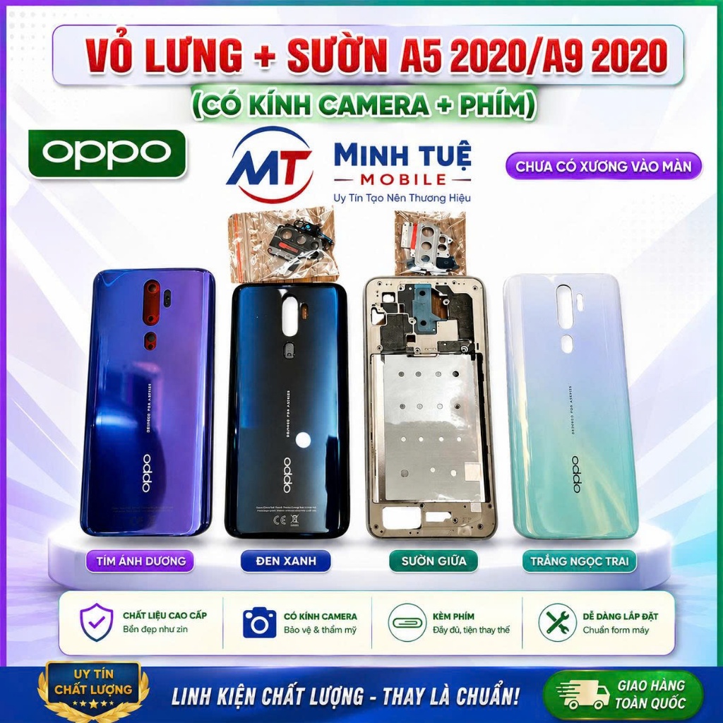 Vỏ lưng+viền A5/A9 2020 Oppo (Kèm kính camera + phím)
