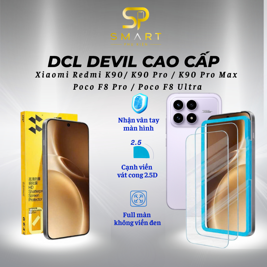 Kính Cường Lực Tự Dán Smart DEVIL Xiaomi Redmi K90/K90 Pro/K90 Pro Max/Poco F8 Pro/Poco F8 Ultra