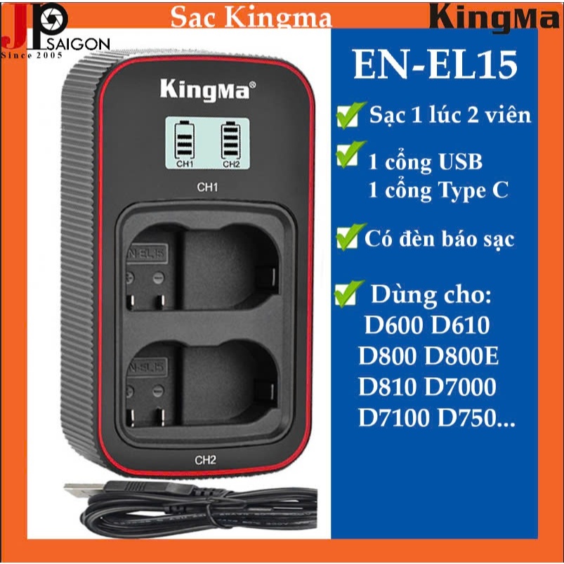 SẠC ĐÔI VER 3 KINGMA CHO MÁY ẢNH NIKON EN-EL15