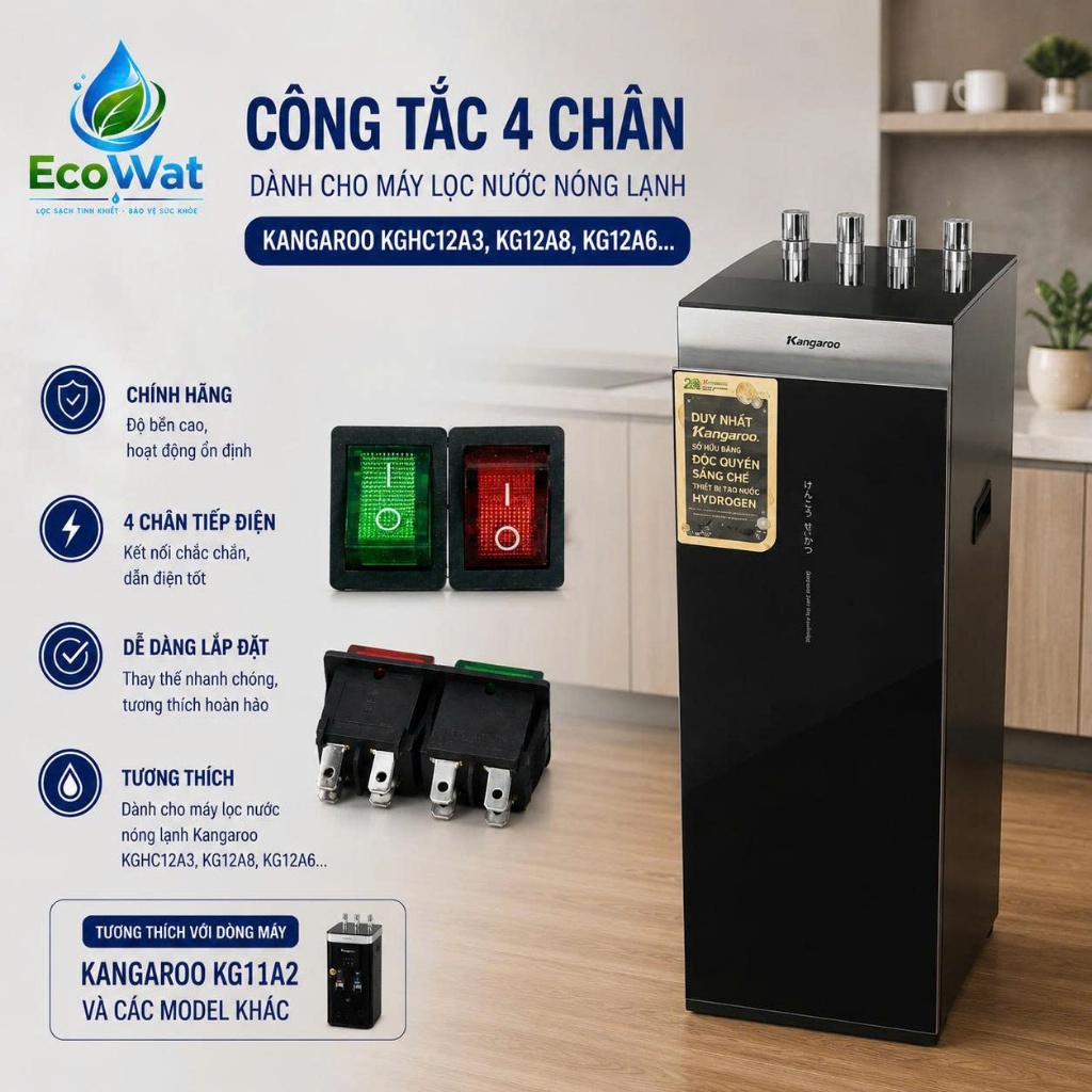Công tắc nóng lạnh Kangaroo 4 chân dành cho các model nóng lạnh đời mới kghc10a3, kg12a8, kg12a6...