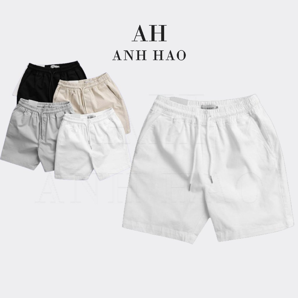 Quần short Kaki nam lưng thun co giãn, mềm mịn 4 màu trẻ trung, thoải mái - GARMENT | AH STUDIO
