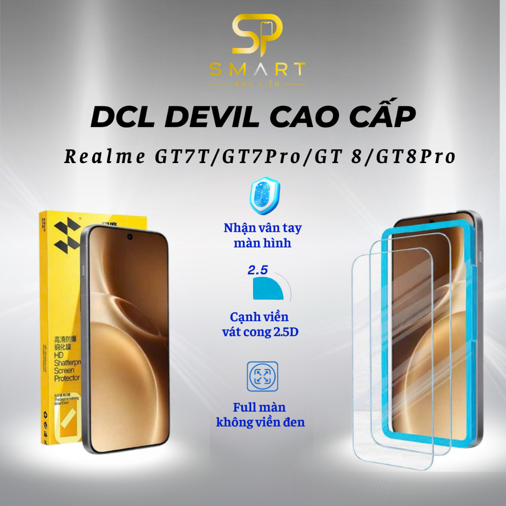 Kính Cường Lực Tự Dán Smart DEVIL Realme GT7/GT7 Pro/GT 8/GT 8 Pro - Chống Trầy Xước Ánh Sáng Xanh